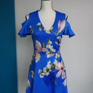 Ted Baker Cold Shoulder Floral Dress (Blue, Floral Size 1)